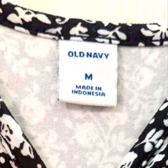OLD NAVY Midi Dress Stretch Black White Floral Size Medium - Picture 4 of 5
